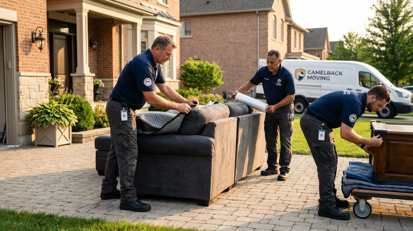 Large estate moving crew wrapping furniture in Dowagiac, MI